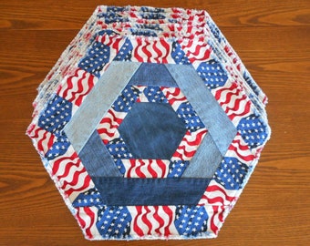 Old Glory and Stars Hexagon Placemats