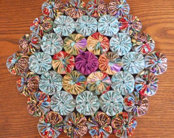 Hexagonal Reversible Yoyo Trivet Turquoise, Purple and More