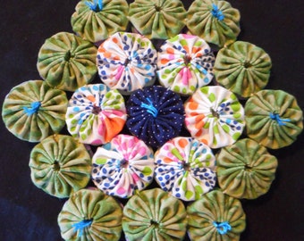 7 Inch Reversible Green and Purple Yoyo Trivet