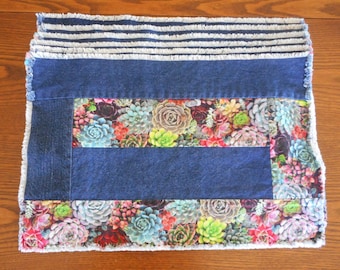Set of 6 Succulents and Tumbling Blocks Placemats