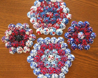 Red White and Blue Trivet and Coaster Set