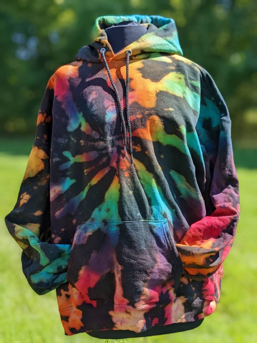 Reverse Rainbow Spiral Dye Hoodie - Etsy