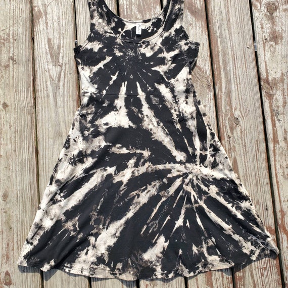 Reverse dyed black and white skater girl dress size medium | Etsy