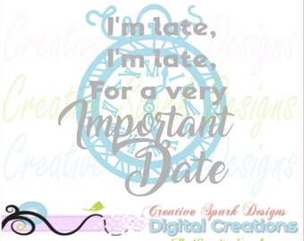 I'm Late Crazy Clock Silhouette SVG, DXF, PNG Images for die cutting, vinyl, decal, iron-on, wall art, clip art, digital designs, embroidery