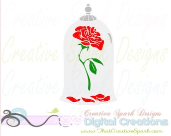 Beauty and the Beast Enchanted Rose Layered SVG, DXF, PNG for die cutting machines, graphic design, vinyl, iron on, cards, scrapbook, decor