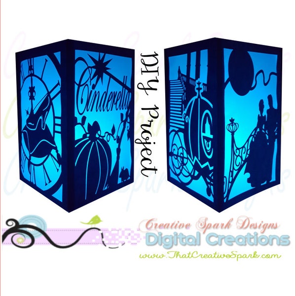 Cinderella Paper Lantern Project SVG, DXF, PNG files for die cutting, party, centerpieces, wedding, decor, children, shower