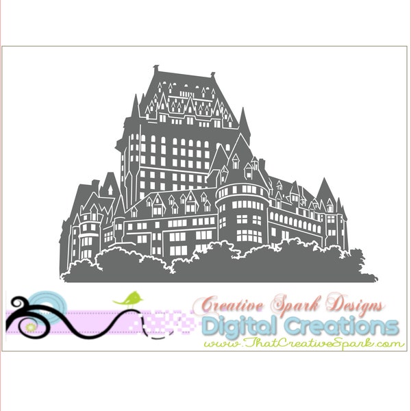 Chateau Frontenac silhouette image digital download for die cutting, vinyl transfer, print making, other crafts