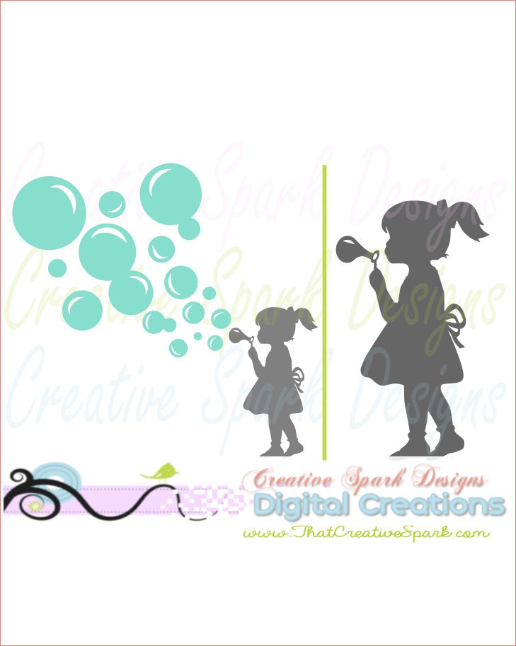 Download Little Girl Blowing Bubbles Silhouette Svg Dxf Png Image Etsy