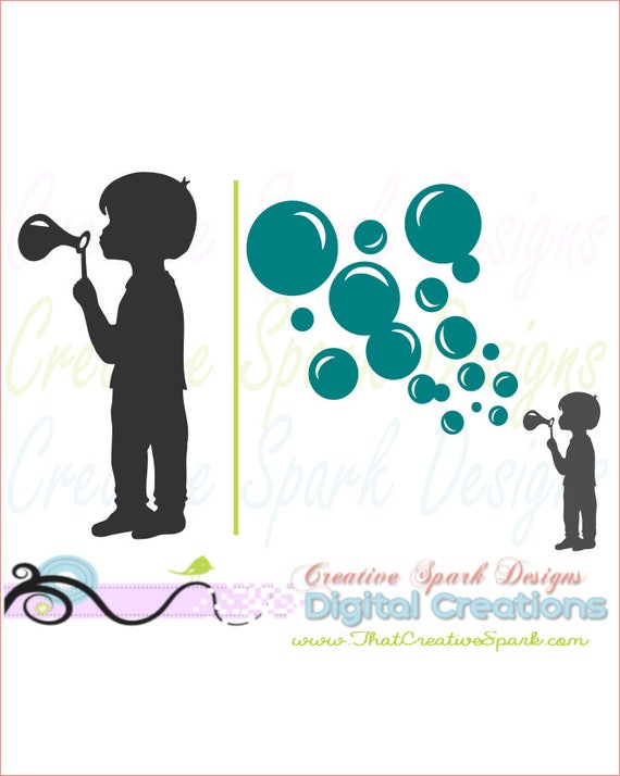 Download Little Boy Blowing Bubbles Silhouette Svg Dxf Png Image Etsy