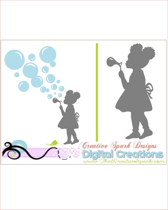Download Little Girl Blowing Bubbles Silhouette Version 2 Svg Dxf Etsy