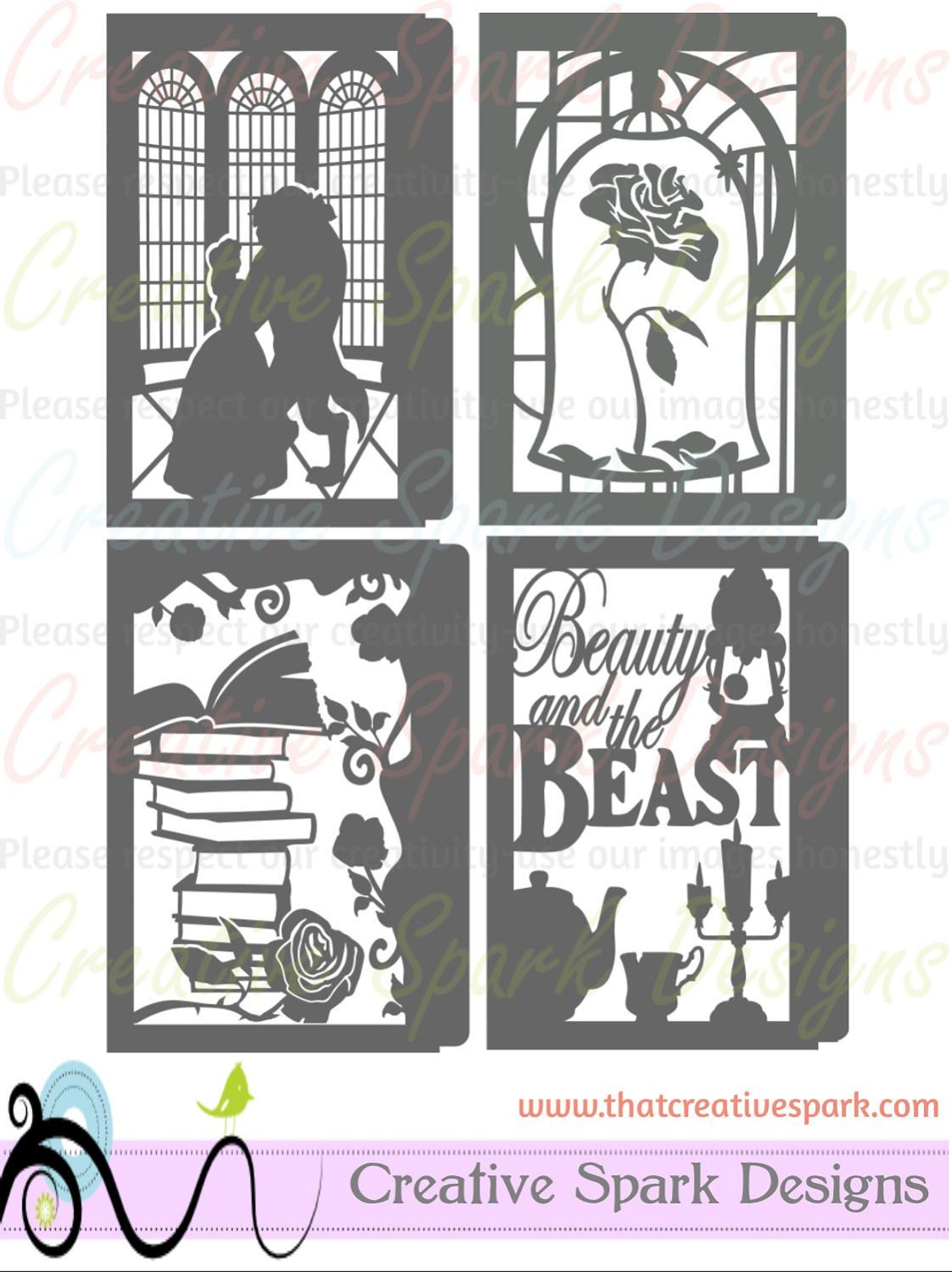 Beauty and the Beast Paper Lantern DIY Project SVG, DXF Files for Die