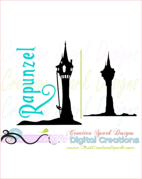 Download Rapunzel S Tower Silhouette Svg Dxg Png Image Set For Etsy