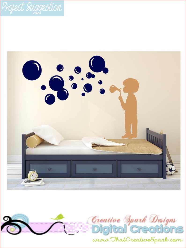 Download Little Boy Blowing Bubbles Silhouette SVG DXF PNG image | Etsy