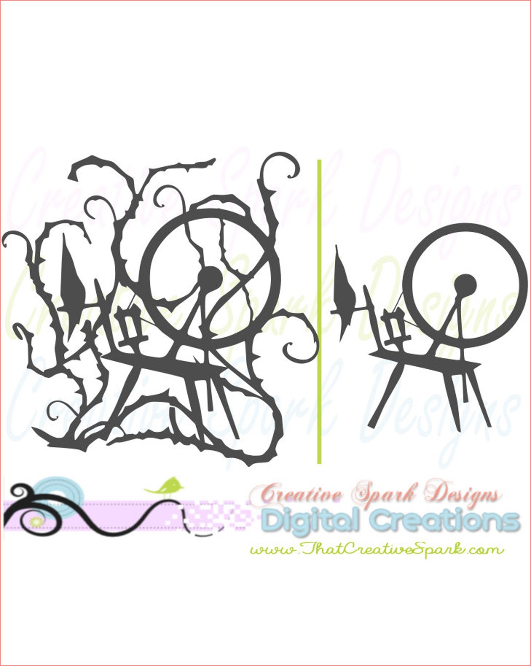 Sleeping Beauty Spinning Wheel & Thorns SVG, DXF, PNG Digital Image for Die Cutting Machines