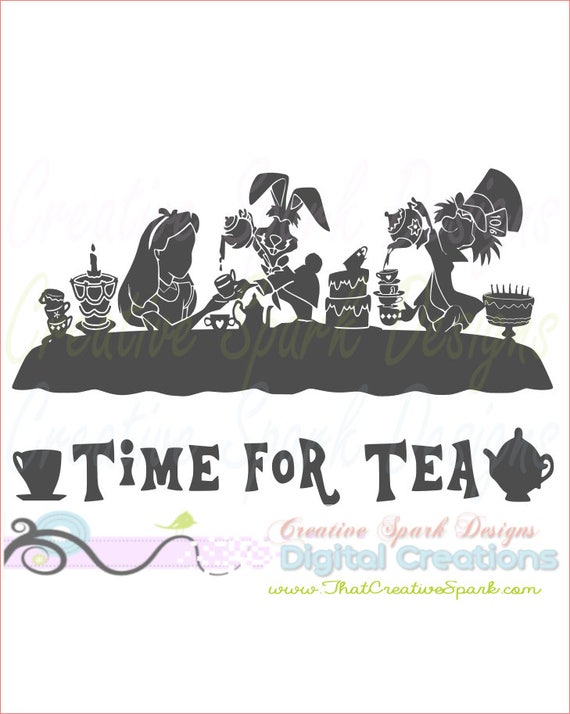 Alice In Wonderland Tea Party Silhouette Detailed Image For Etsy
