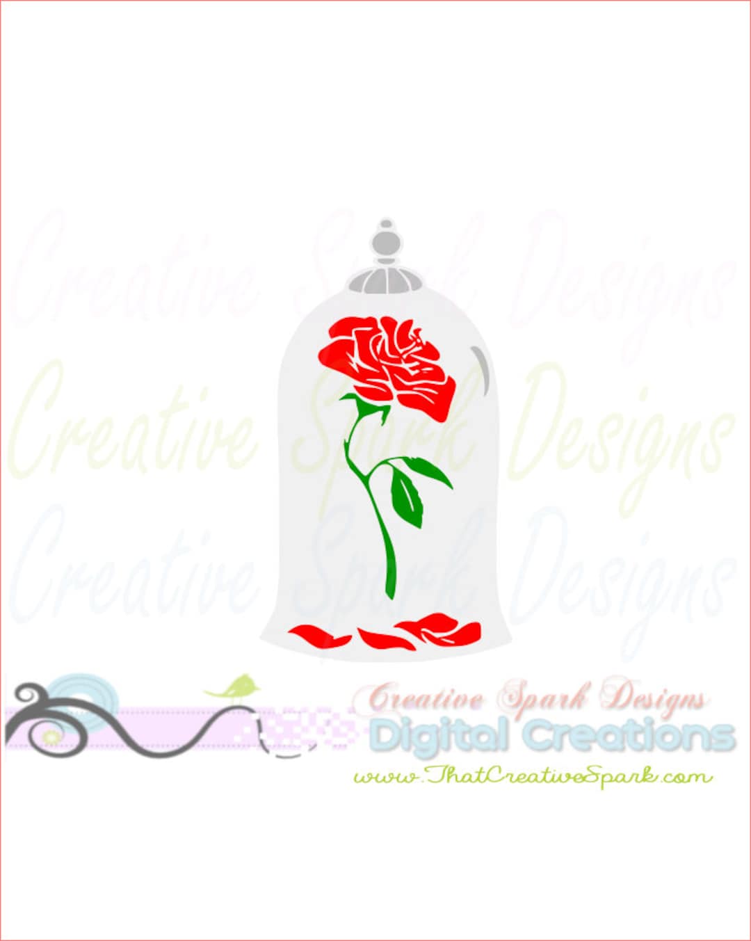 Beauty and the Beast Enchanted Rose Layered SVG, DXF, PNG for Die