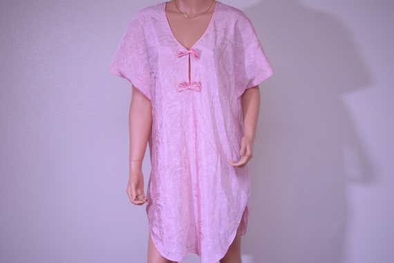 Light Pink Brocade Bow Nightgown Sleep Nighty Dress Negligee | Etsy