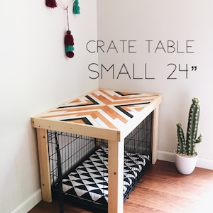 24 Crate Table Wood Chevron Art Kennel Cover modify your basic wire dog crate SMALL 24 length table only No crate included image 1