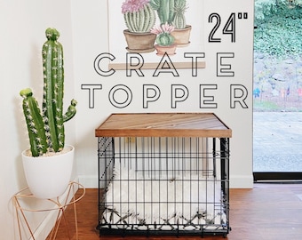 24” Crate Table Topper - Wood Chevron Art Kennel Cover - modify your wire dog crate - SMALL 24” length - table only! No crate included