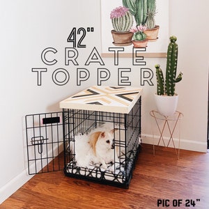 42 Crate Table Topper Wood Chevron Art Kennel Cover modify your wire dog crate XL 42 length table only No crate included image 1