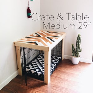 29 Crate Table Wood Chevron Art Kennel Cover modify your basic wire dog crate MEDIUM 29 length table only No crate included image 1