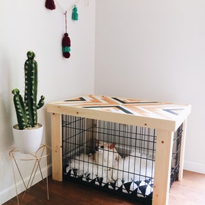 24 Crate Table Wood Chevron Art Kennel Cover modify your basic wire dog crate SMALL 24 length table only No crate included image 6