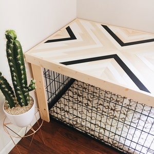29 Crate Table Wood Chevron Art Kennel Cover modify your basic wire dog crate MEDIUM 29 length table only No crate included image 4