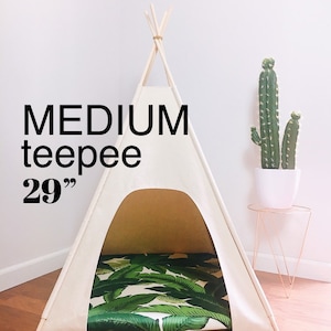 29" Medium Dog Teepee/Tent-29" base - Choose - Natural, Gray, or Black Canvas - PICK YOUR PILLOW or Custom Order it