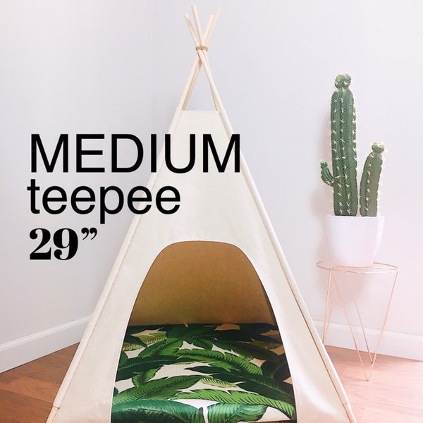 29" Medium Dog Teepee/Tent-29" base - Choose - Natural, Gray, or Black Canvas - PICK YOUR PILLOW or Custom Order it