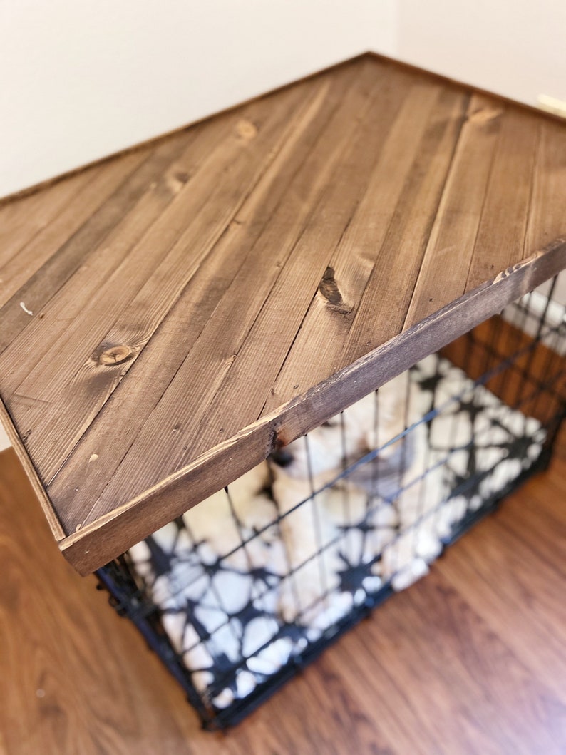 42 Crate Table Topper Wood Chevron Art Kennel Cover modify your wire dog crate XL 42 length table only No crate included Kona