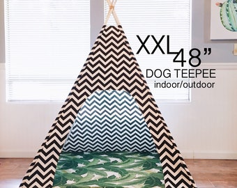 48" XXL Custom Outdoor Pet Teepee - XXL 48" base for extra large dog - You choose your fabrics!