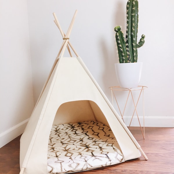 24" Small Original Pet Teepee - 24" base Natural Canvas -PICK YOUR PILLOW or Custom Order it
