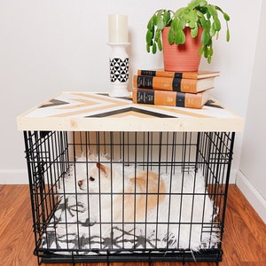 42 Crate Table Topper Wood Chevron Art Kennel Cover modify your wire dog crate XL 42 length table only No crate included image 4