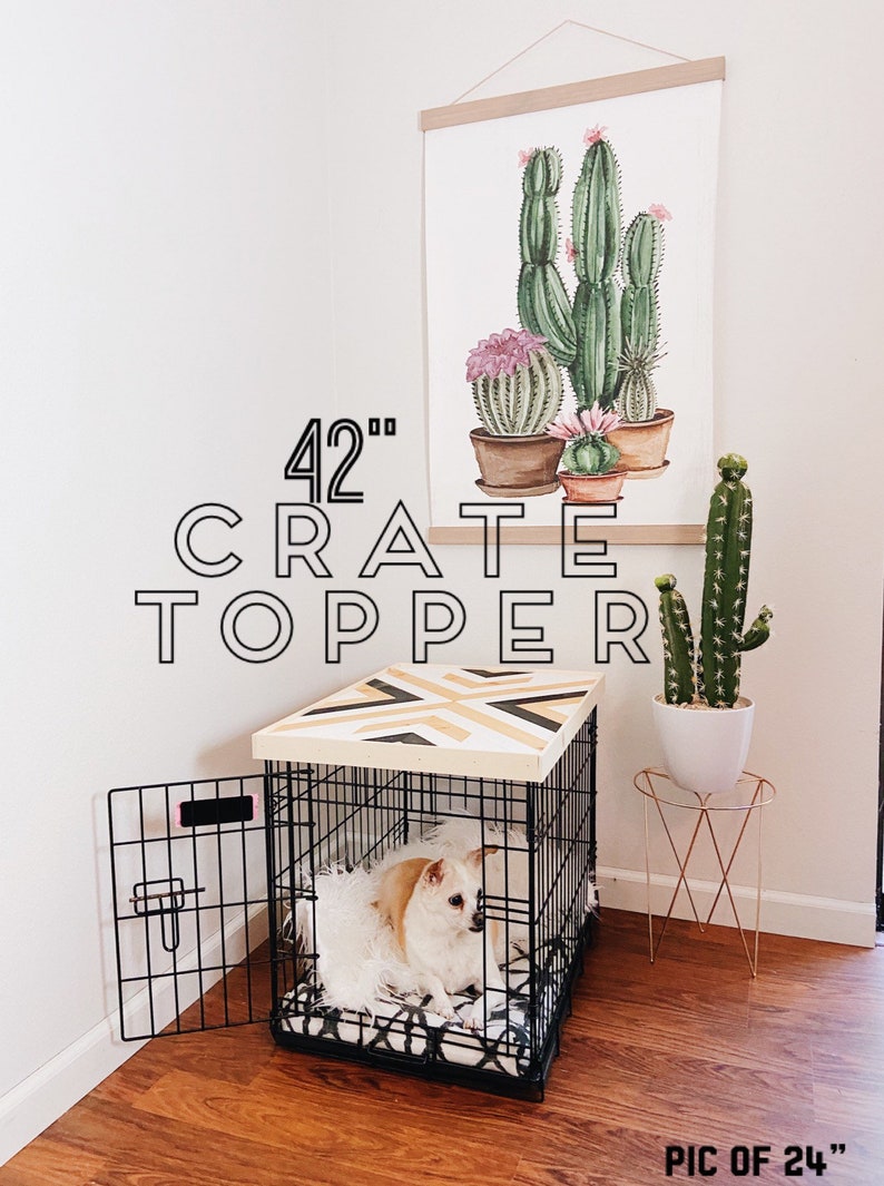 42 Crate Table Topper Wood Chevron Art Kennel Cover modify your wire dog crate XL 42 length table only No crate included image 1