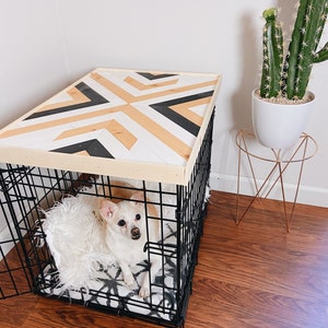 42 Crate Table Topper Wood Chevron Art Kennel Cover modify your wire dog crate XL 42 length table only No crate included image 7