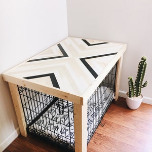 24 Crate Table Wood Chevron Art Kennel Cover modify your basic wire dog crate SMALL 24 length table only No crate included image 8
