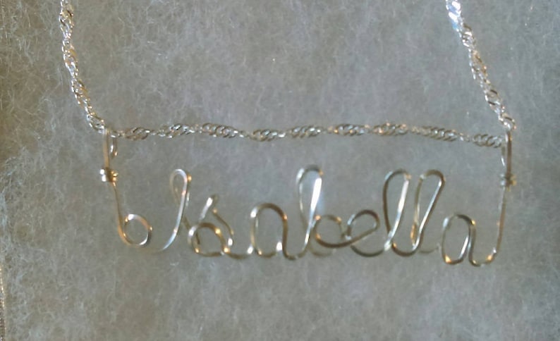 EVA Wire Name necklace in Sterling silver Gold filled made in USA Teen gift, Great Gift this or ANY Name ooak German silver