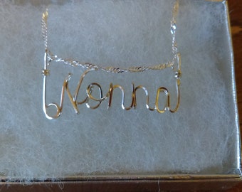 Wire Name Pendant: Sterling Silver Personalized Gift