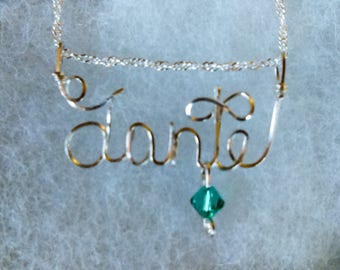 TANTE  wire name pendant, German Aunt, Norwegian Aunt