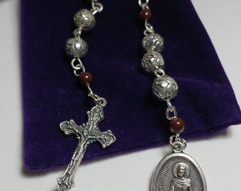 Pocket Rosary - Saint Peregrine Patron Saint for those with Cancer or those praying for someone with it. Pouch and card