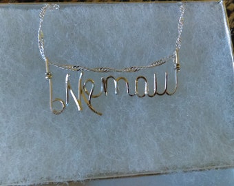 MEMAU Wire Name necklace   ANY  Name , Grandmother gift