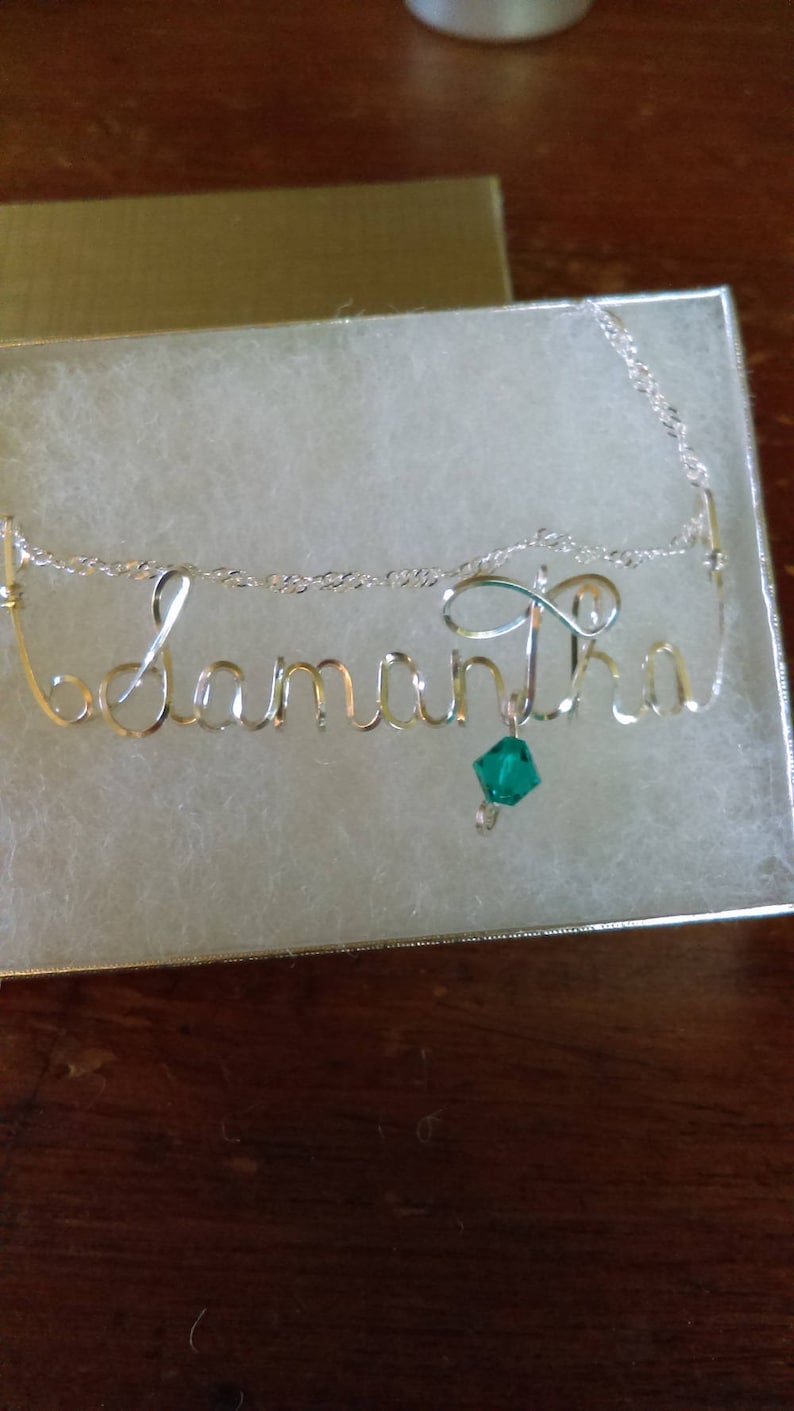 EVA Wire Name necklace in Sterling silver Gold filled made in USA Teen gift, Great Gift this or ANY Name ooak German silver