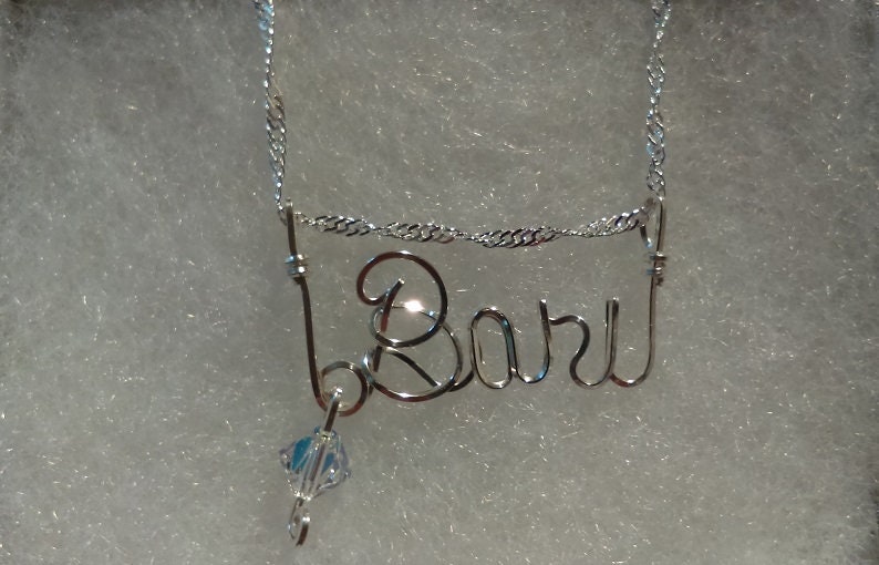 Quartette Singer gift Wire Name on 18 chain TENOR or ANY name pendant Sterling Silver PERSONALIZED wire name pendant