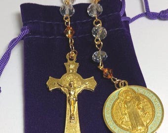 Pocket Rosary - Saint Benedict Patron Saint for the African American population.  Pouch and card.