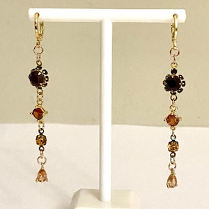 Retro Ombre Huggie Dangle Earrings with CZ and vintage Swarovski crystals