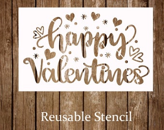 Valentines Day Stencil, Happy Valentines Stencil, Love Stencil, Heart Sign Stencil, Painting Stencil, Craft Stencil