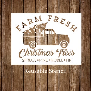 Christmas Tree Farm Stencil, Christmas Truck Stencil, Christmas Tree Sign, Reusable Stencil, Painting Stencil, Craft Stencil, Stencil