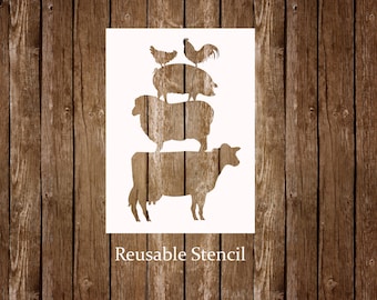 Farm Animal Reusable Stencil, Farmhouse Stencil, Farm Stencil, Farmhouse Sign DIY, Reusable Stencil, Kitchen Stencil, Craft Stencil