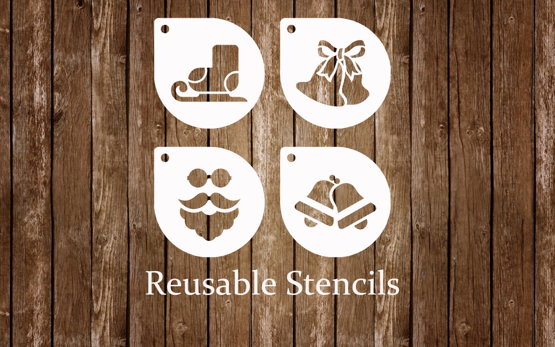 Set of 4 Christmas Coffee Stencils Cappuccino Christmas Etsy