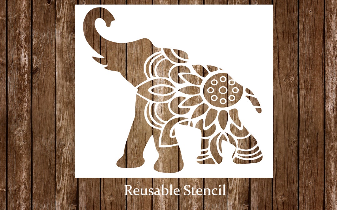 Elephant Mandala Stencil, Zoo Animal Stencil, Elephant Craft, Reusable
